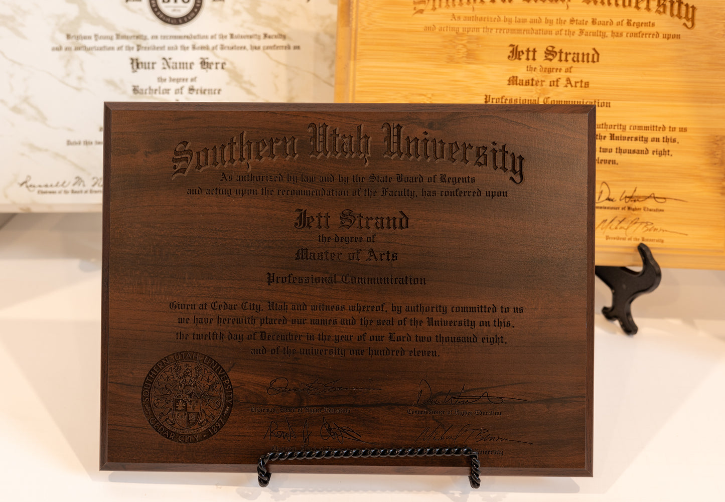 Cherry Finish Diploma Plaque 9x12