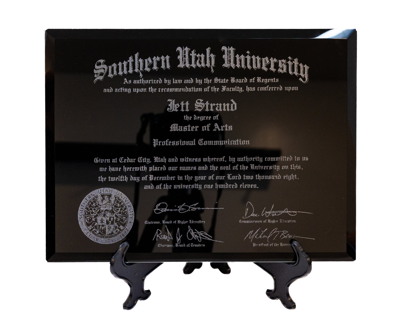 Black Glass degree frame, white background