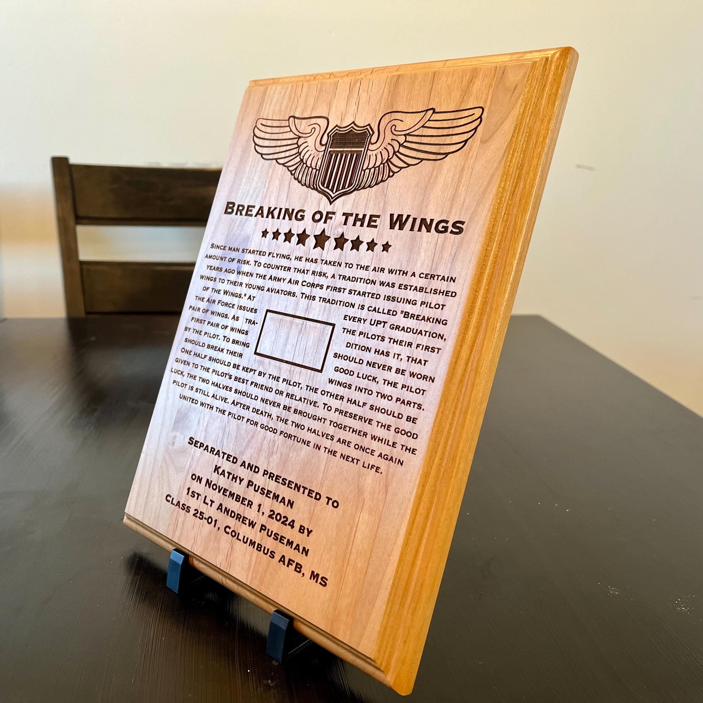 air force graduation award wood