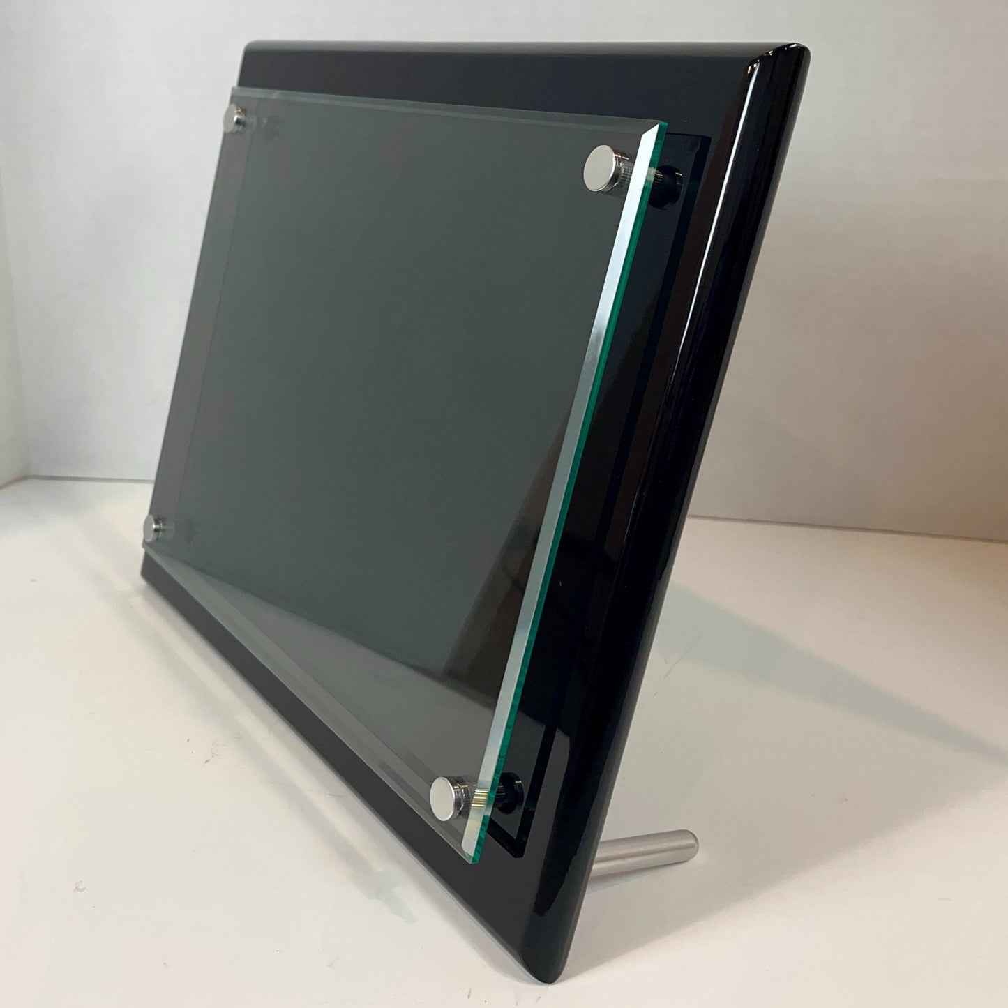 black piano finish floating glass plaque blank awards
