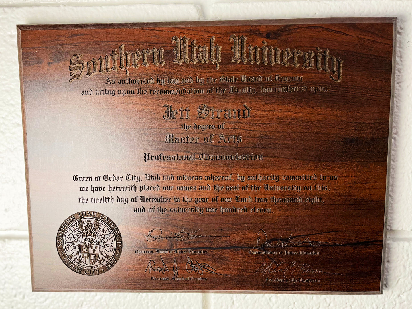 dark wood diploma frame