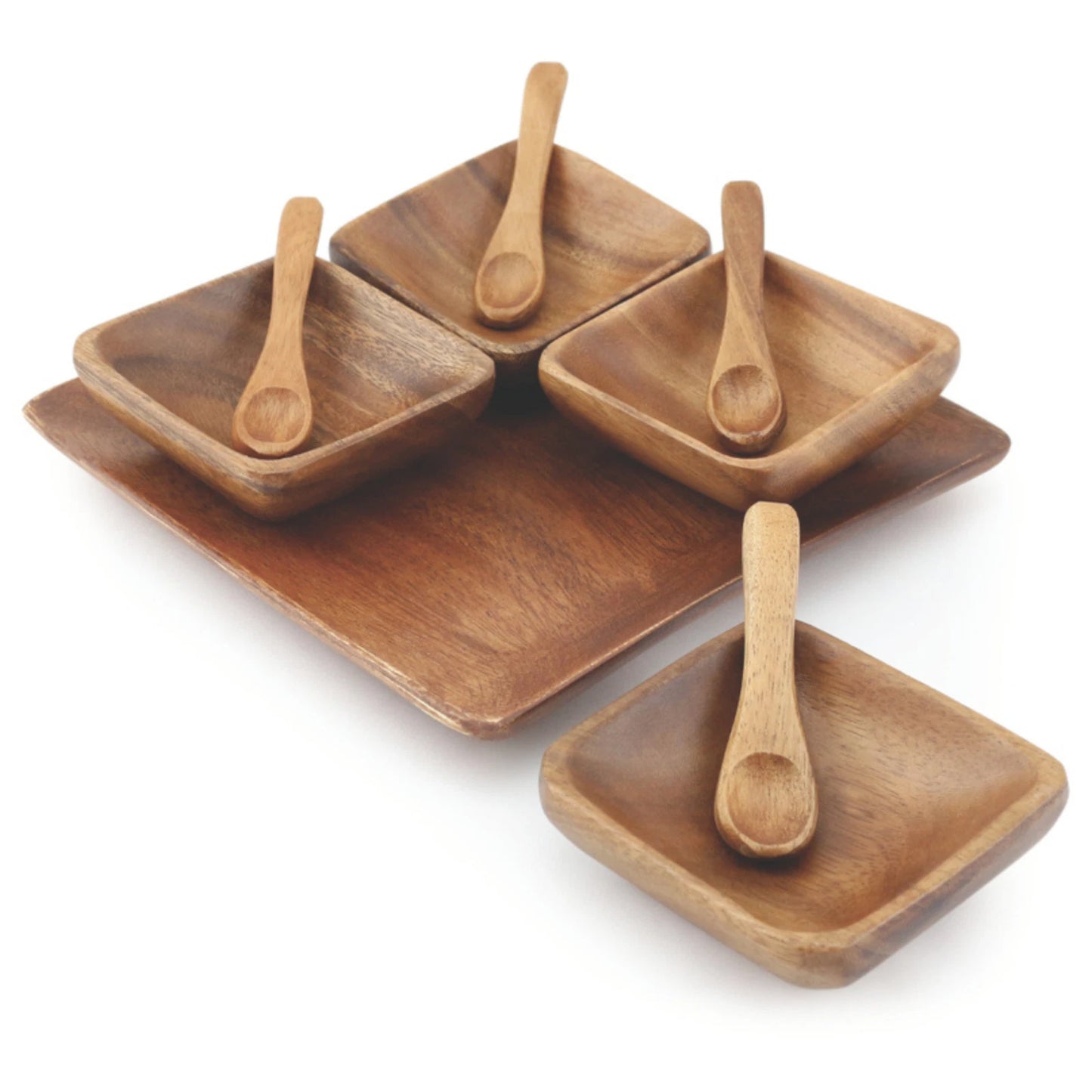 Handcrafted in Hawaii Acacia Wood Condiment Set – Sustainable Serving Solution
