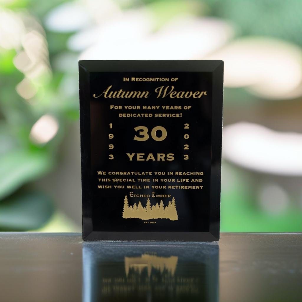 Black Glass Award plaque
