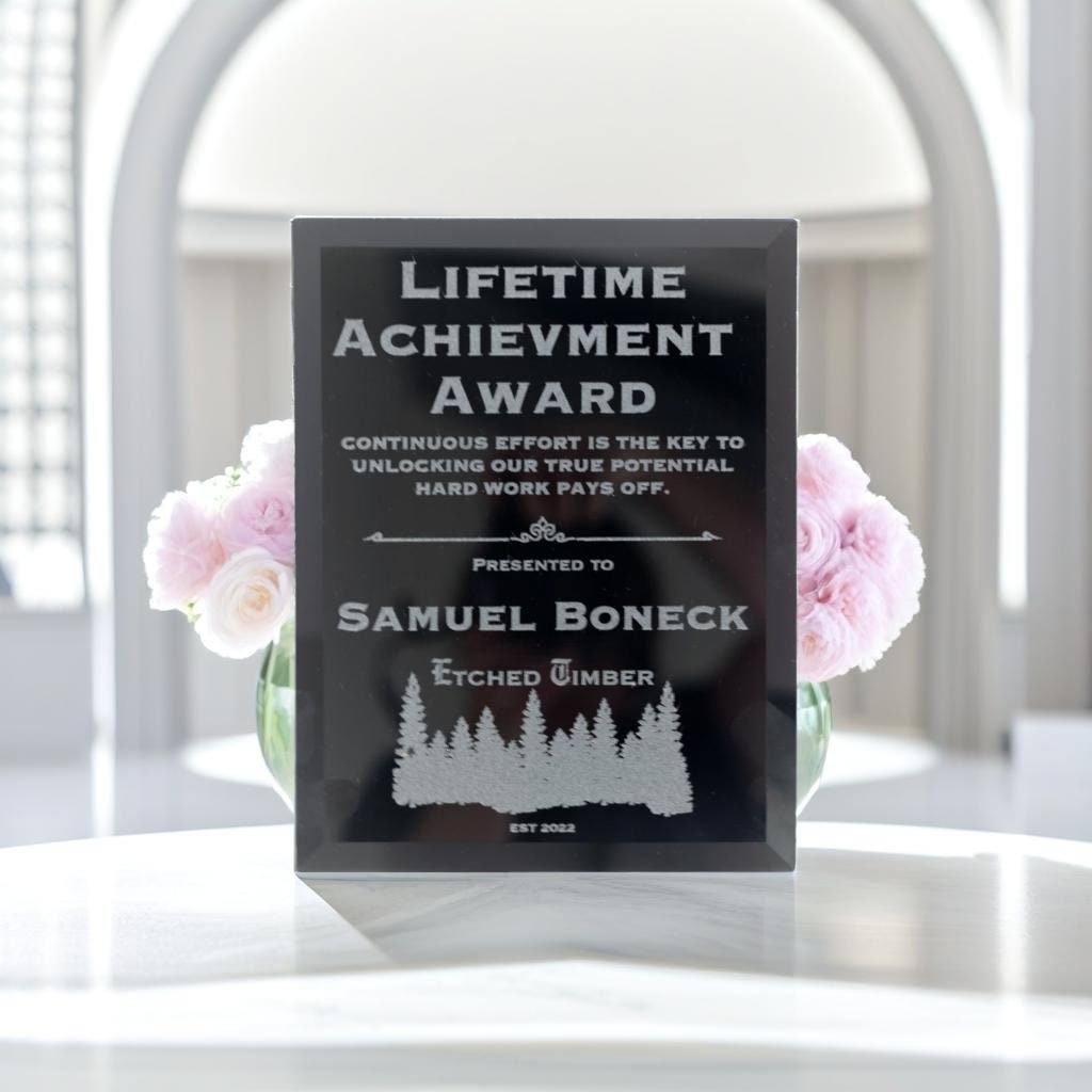 black glass achievement award