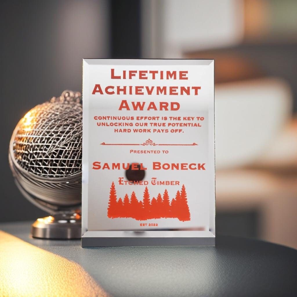 Custom Color Glass Award Plaque, Custom Award Glass, Awards and Trophies, Personalized Mirror Achievement Award, Corporate Plaque Awards