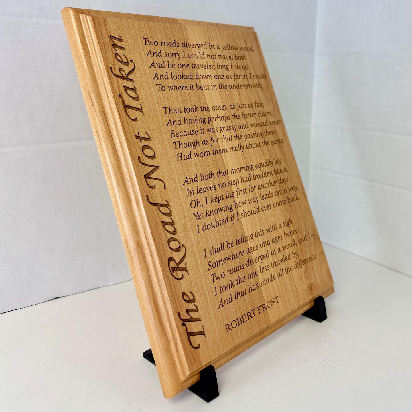 The Road Not Taken Plaque, Robert Frost Poem Wall Art Sign, Engraved Wood – Inspirational Poetry Gift – Literary Decor in Multiple Sizes