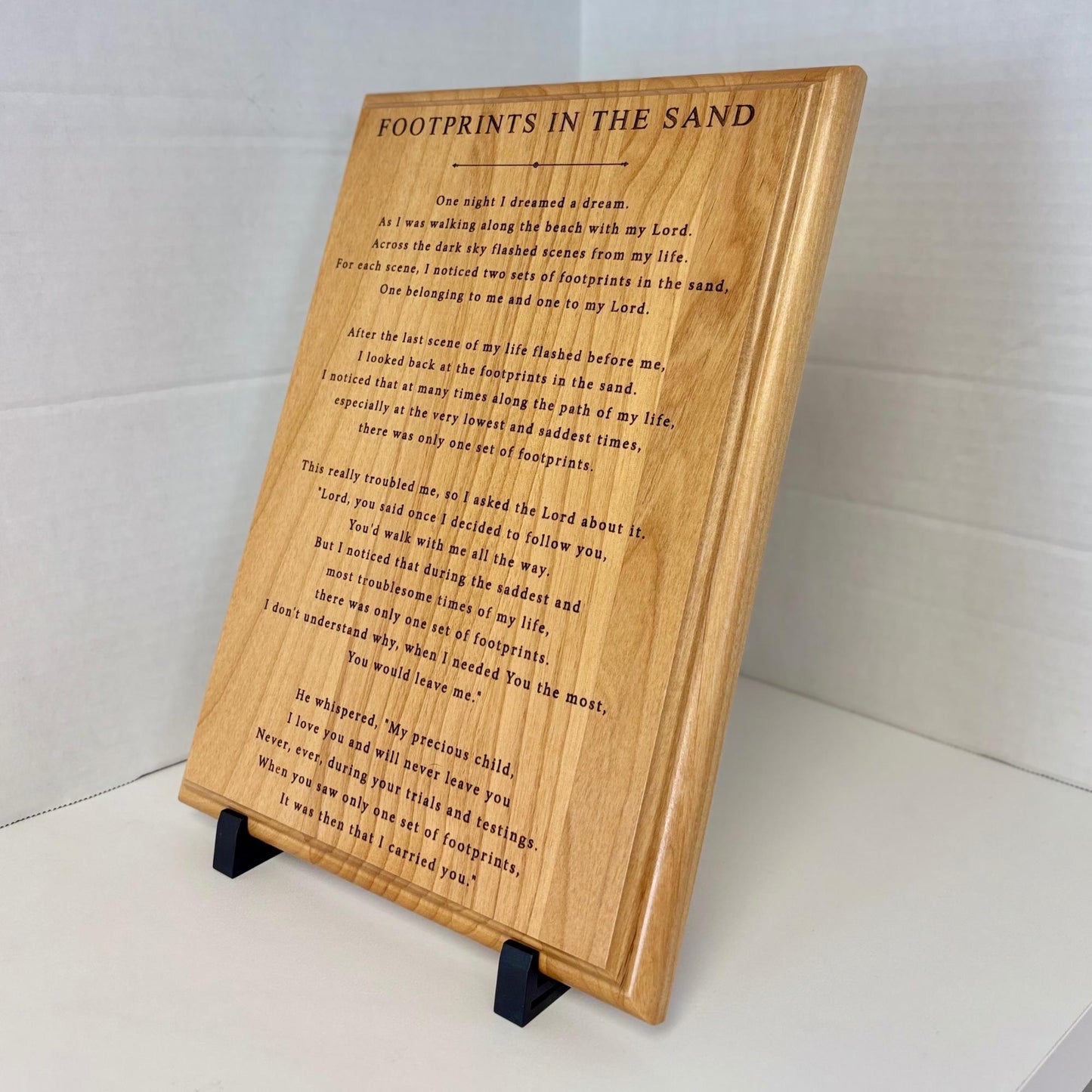 Footprints in the Sand Poem Plaque – Engraved Christian Wall Art – Inspirational Religious Gift – Home, Church, & Office Decor