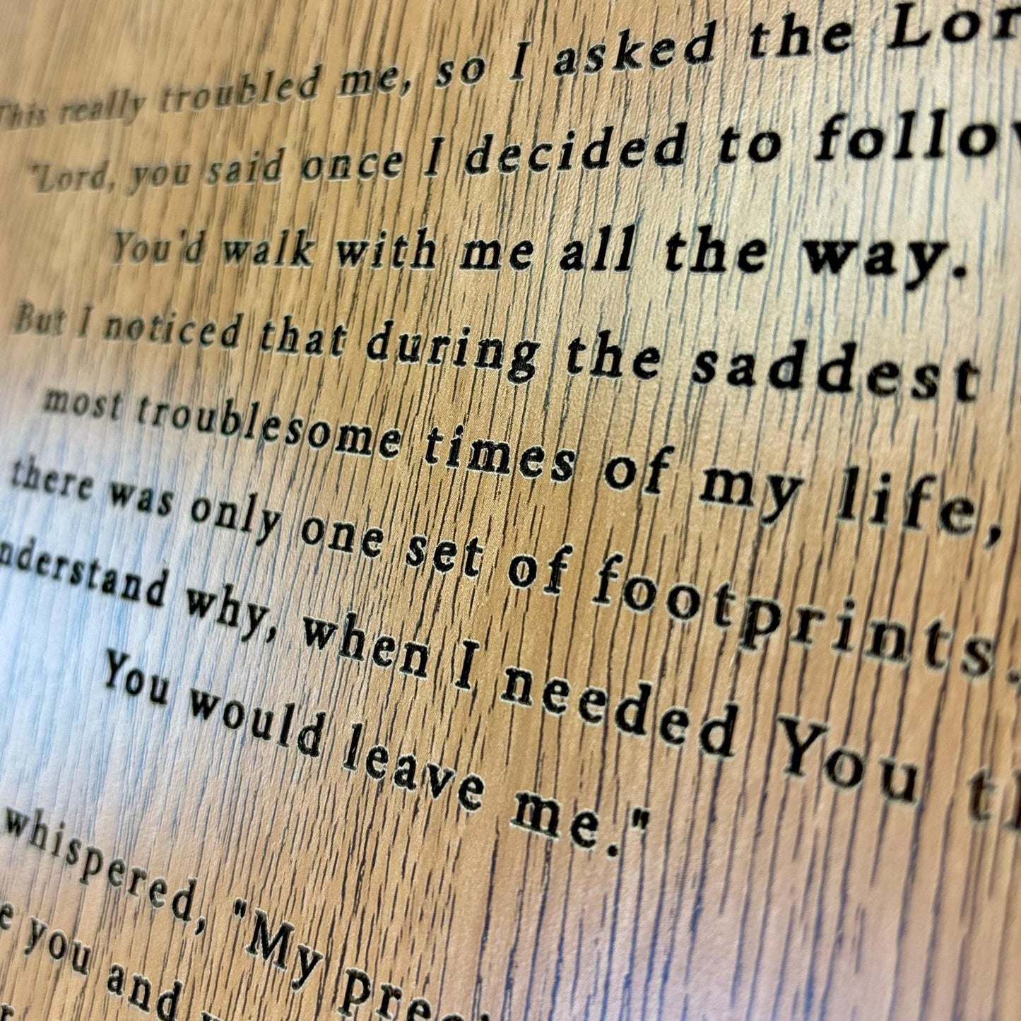 Footprints in the Sand Poem Plaque – Engraved Christian Wall Art – Inspirational Religious Gift – Home, Church, & Office Decor