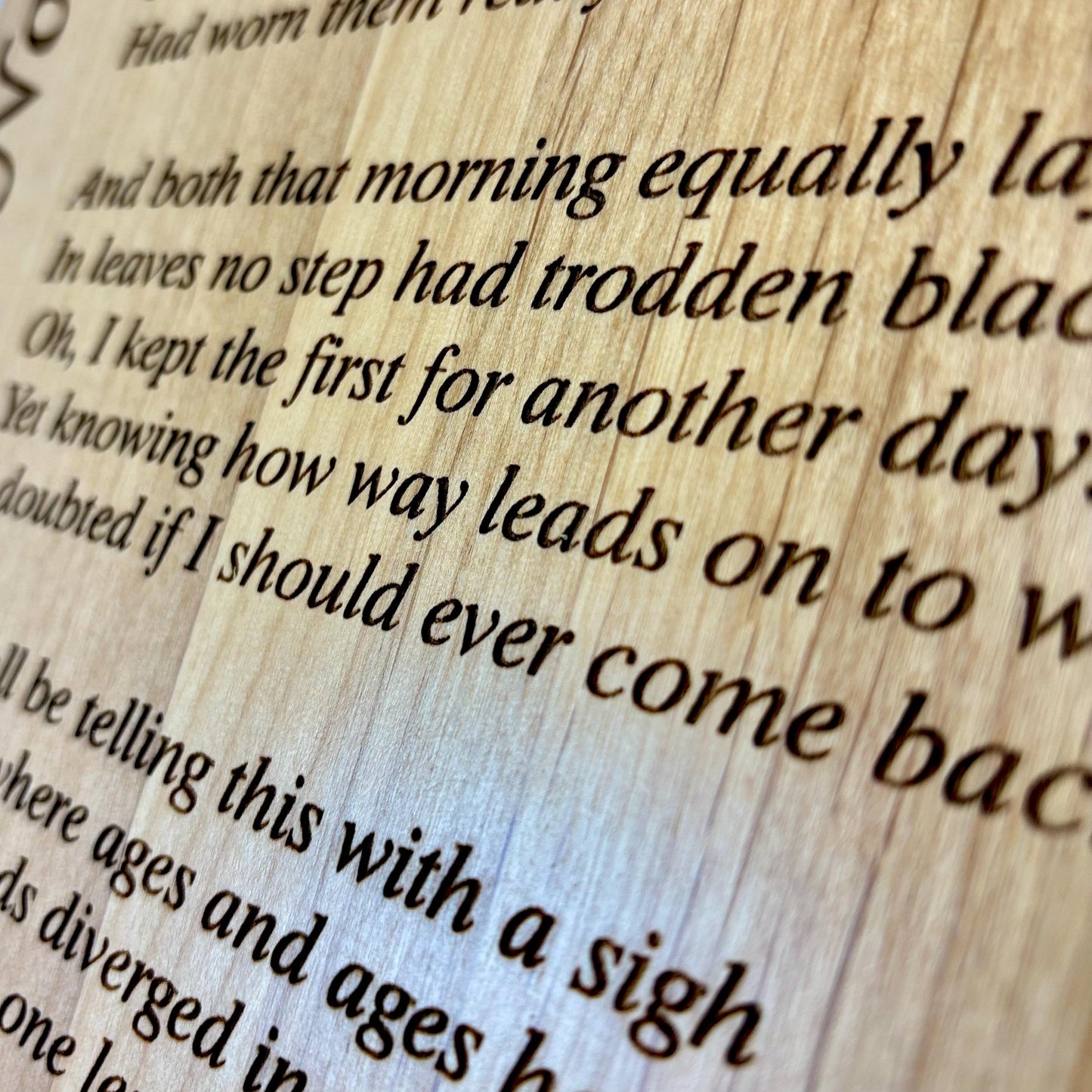 The Road Not Taken Plaque, Robert Frost Poem Wall Art Sign, Engraved Wood – Inspirational Poetry Gift – Literary Decor in Multiple Sizes