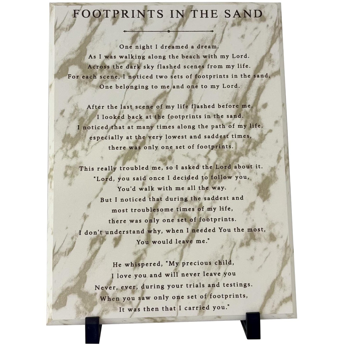 Footprints in the Sand Poem Plaque – Engraved Christian Wall Art – Inspirational Religious Gift – Home, Church, & Office Decor