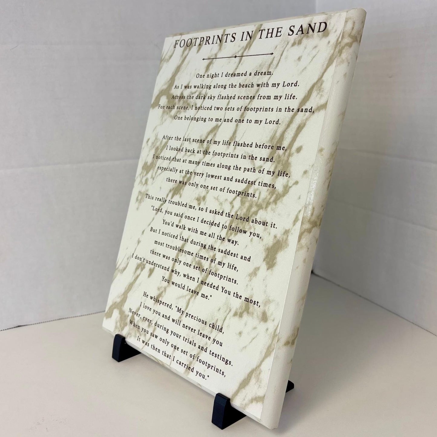 Footprints in the Sand Poem Plaque – Engraved Christian Wall Art – Inspirational Religious Gift – Home, Church, & Office Decor