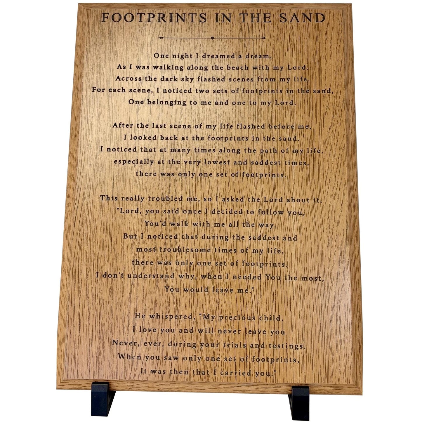 Footprints in the Sand Poem Plaque – Engraved Christian Wall Art – Inspirational Religious Gift – Home, Church, & Office Decor