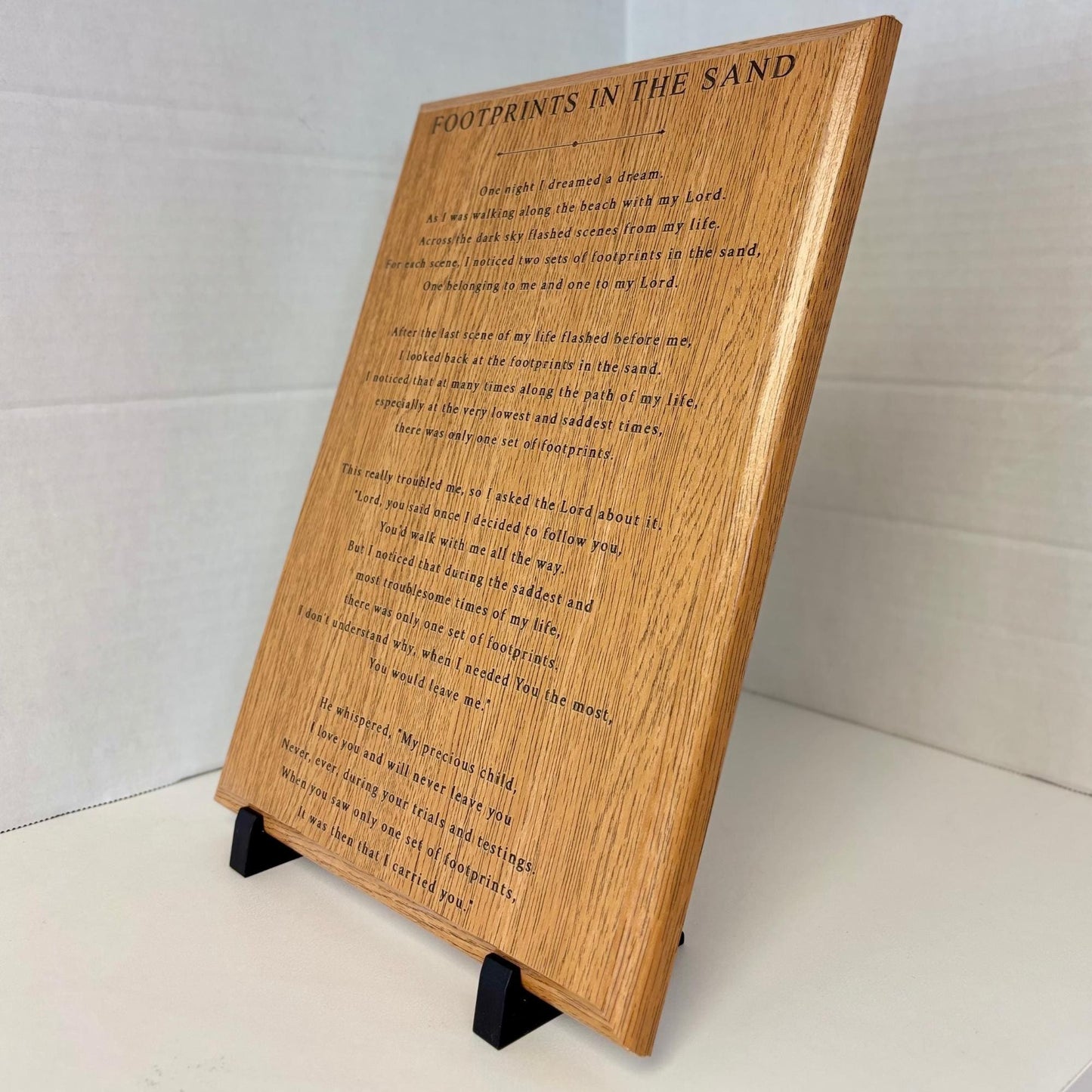 Footprints in the Sand Poem Plaque – Engraved Christian Wall Art – Inspirational Religious Gift – Home, Church, & Office Decor