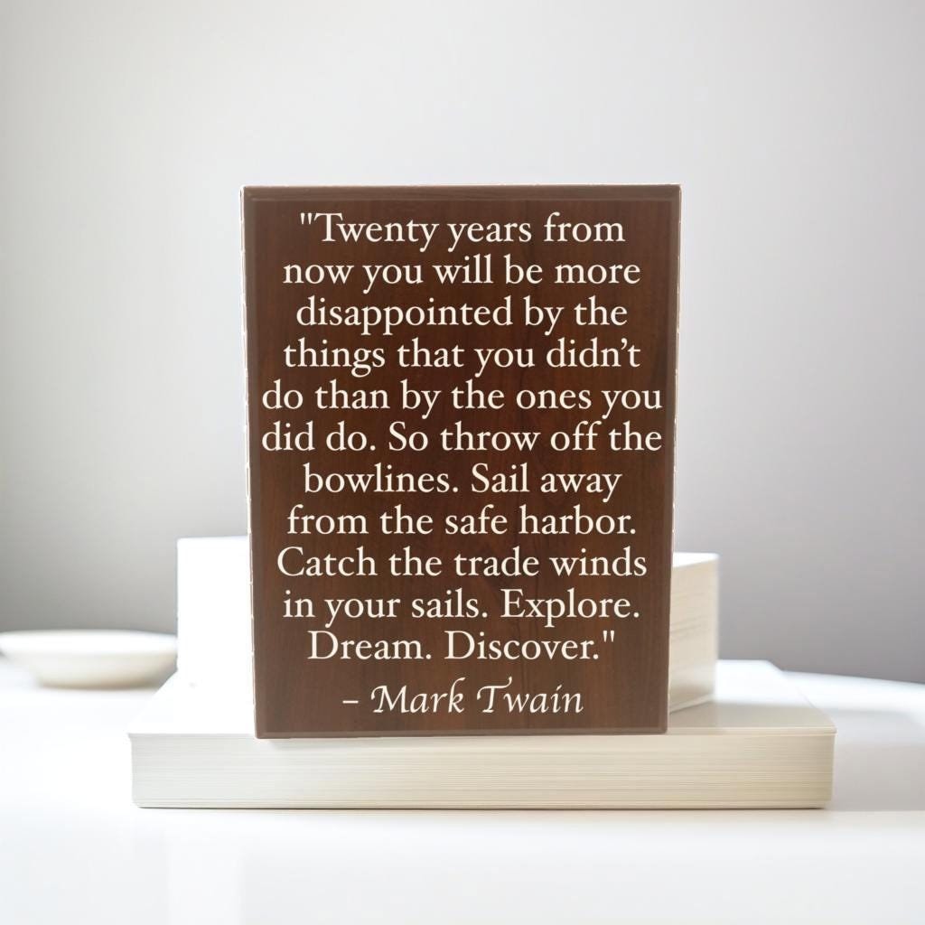 motivational quote plaque cherry with silver