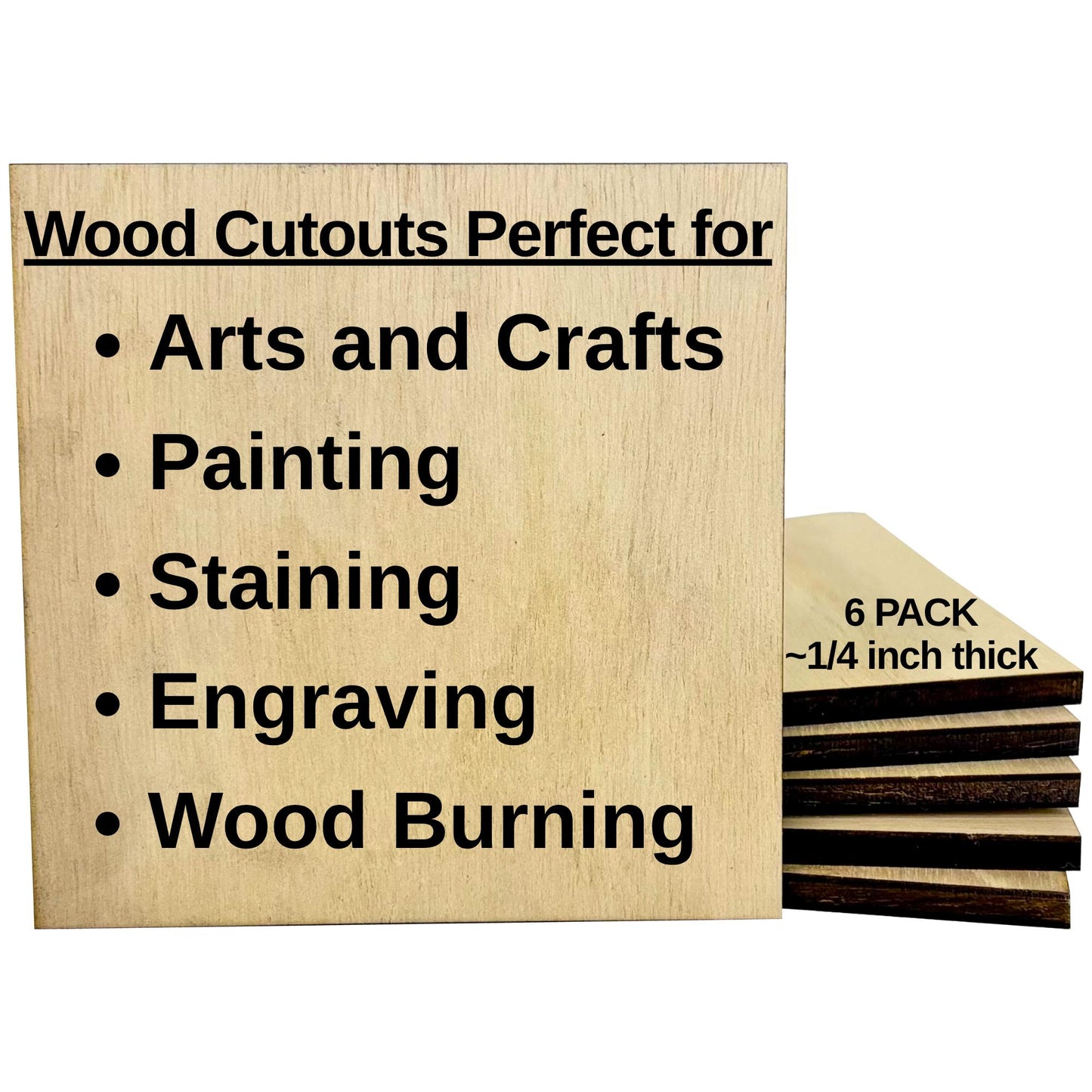 square wood cutout for crafts multiple sizes