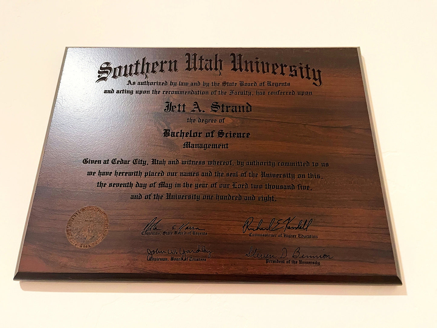 black diploma plaque frame