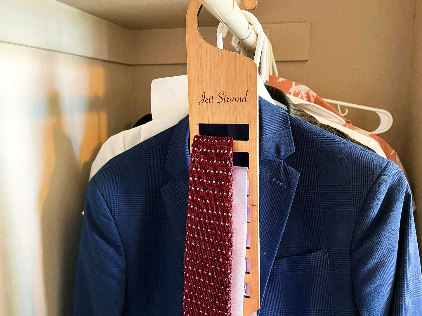 Wood Tie Rack Personalized, Custom Logo Tie Hanger, Gifts For Him