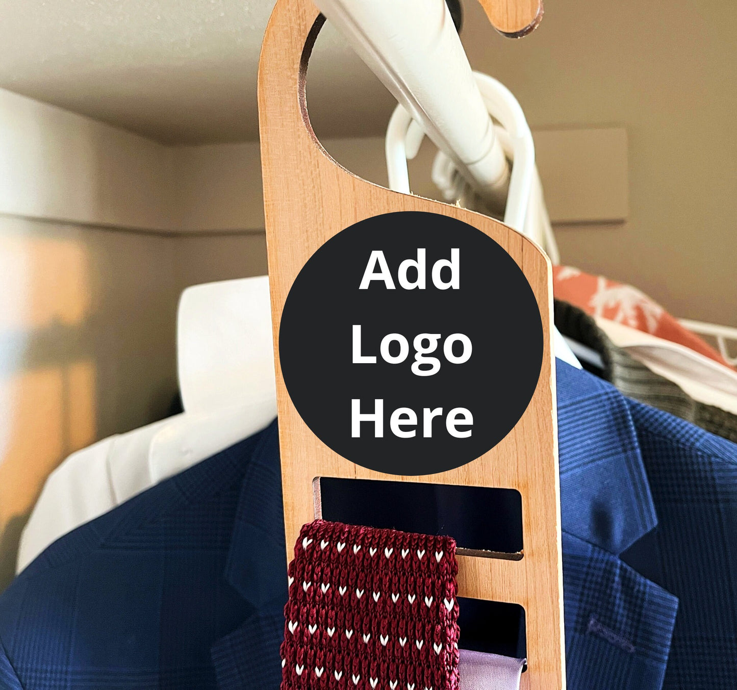 Wood Tie Rack Personalized, Custom Logo Tie Hanger, Gifts For Him
