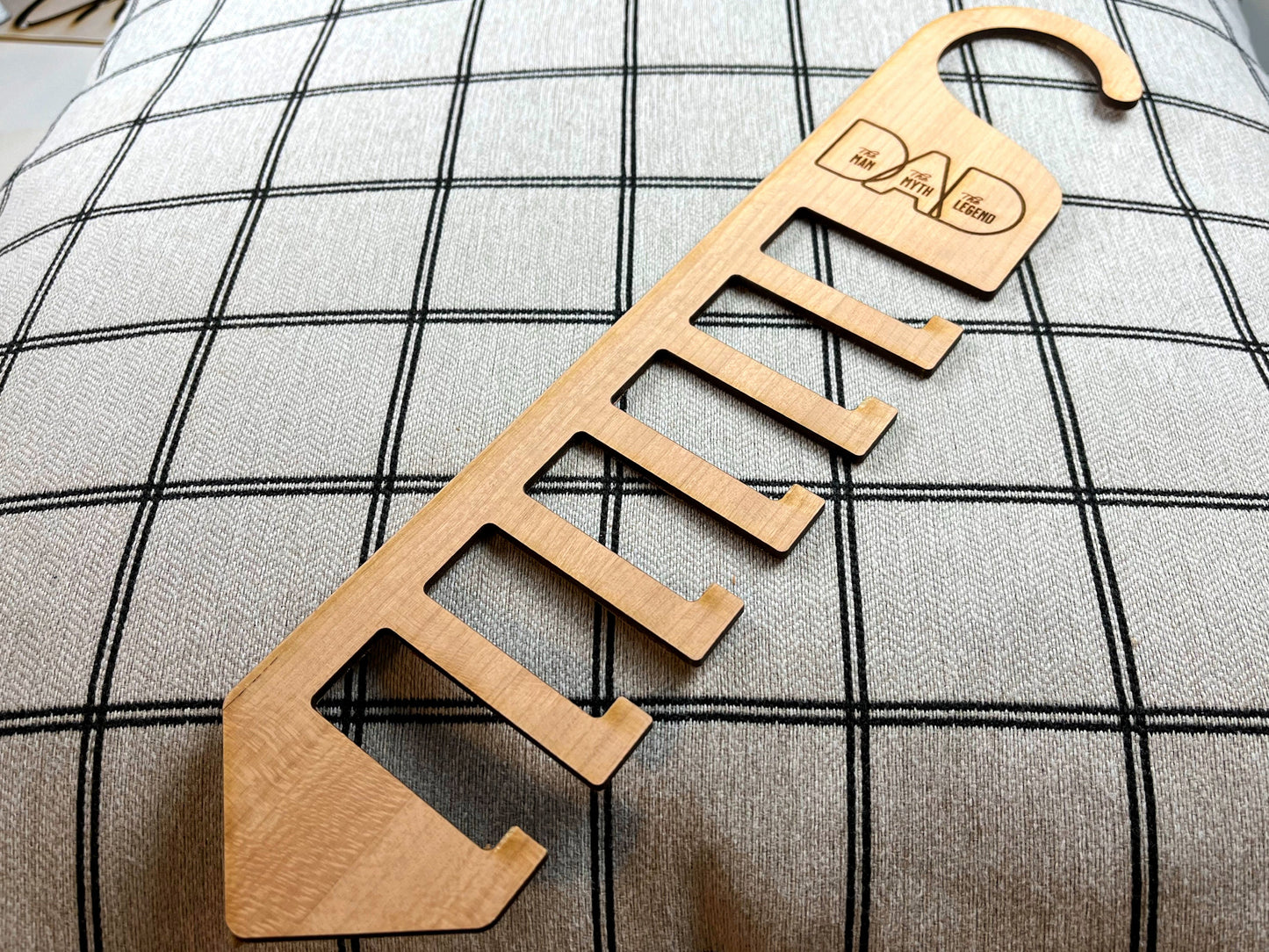 Tie Hanger Personalized, Custom Wood tie hanger, Engraved Logo Tie Holder