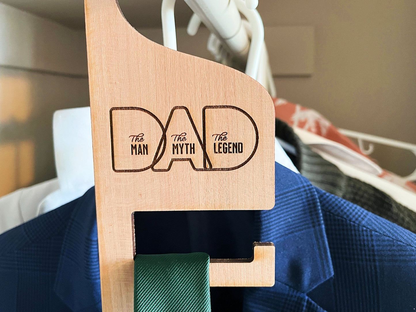 Tie Hanger Personalized, Custom Wood tie hanger, Engraved Logo Tie Holder