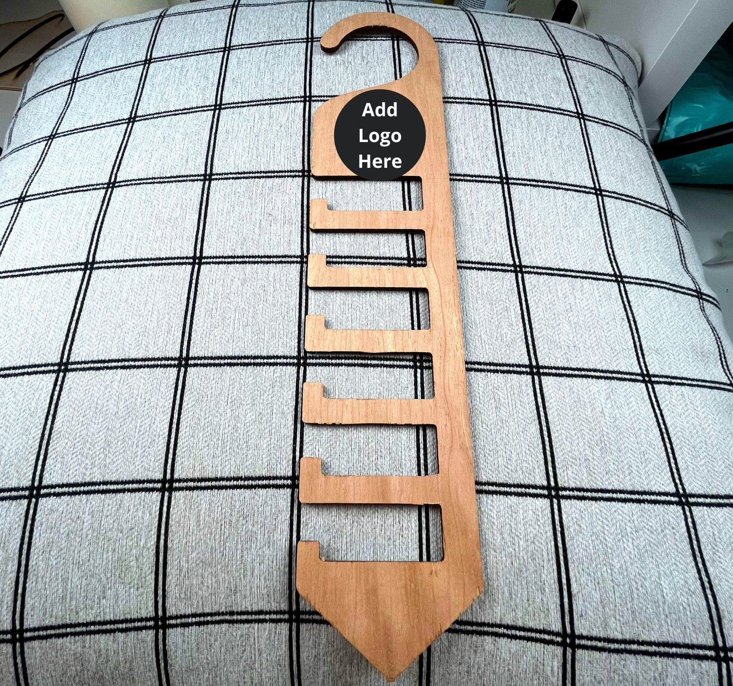 Tie Hanger Personalized, Custom Wood tie hanger, Engraved Logo Tie Holder