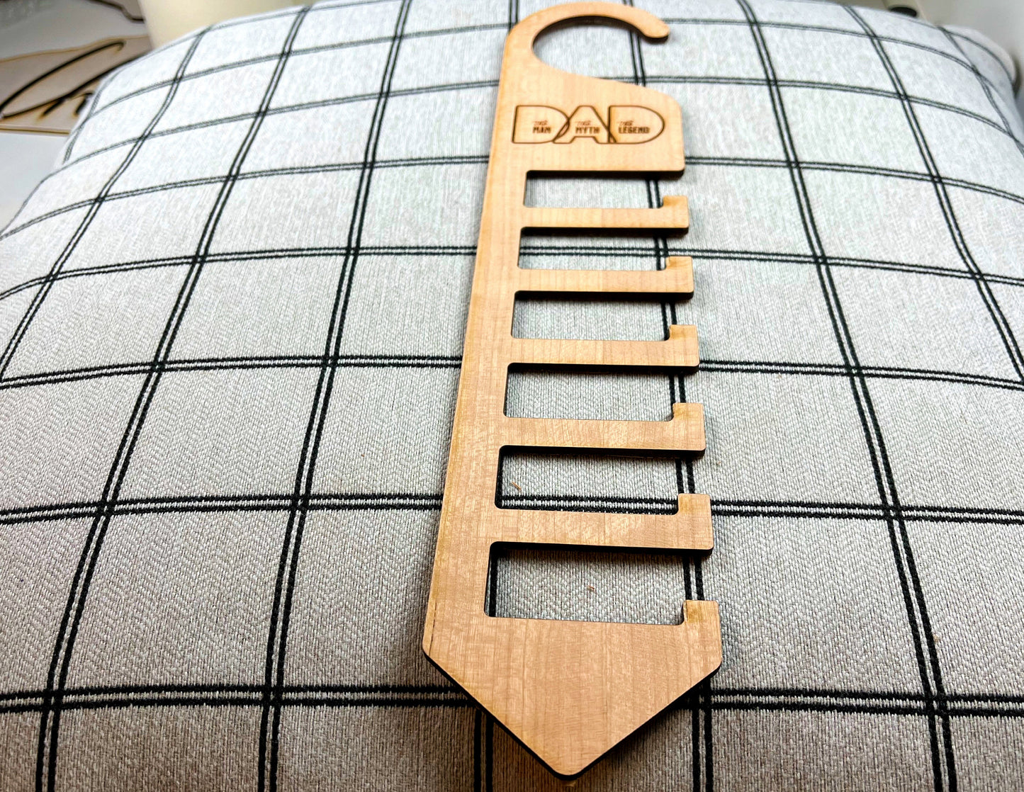 Tie Hanger Personalized, Custom Wood tie hanger, Engraved Logo Tie Holder