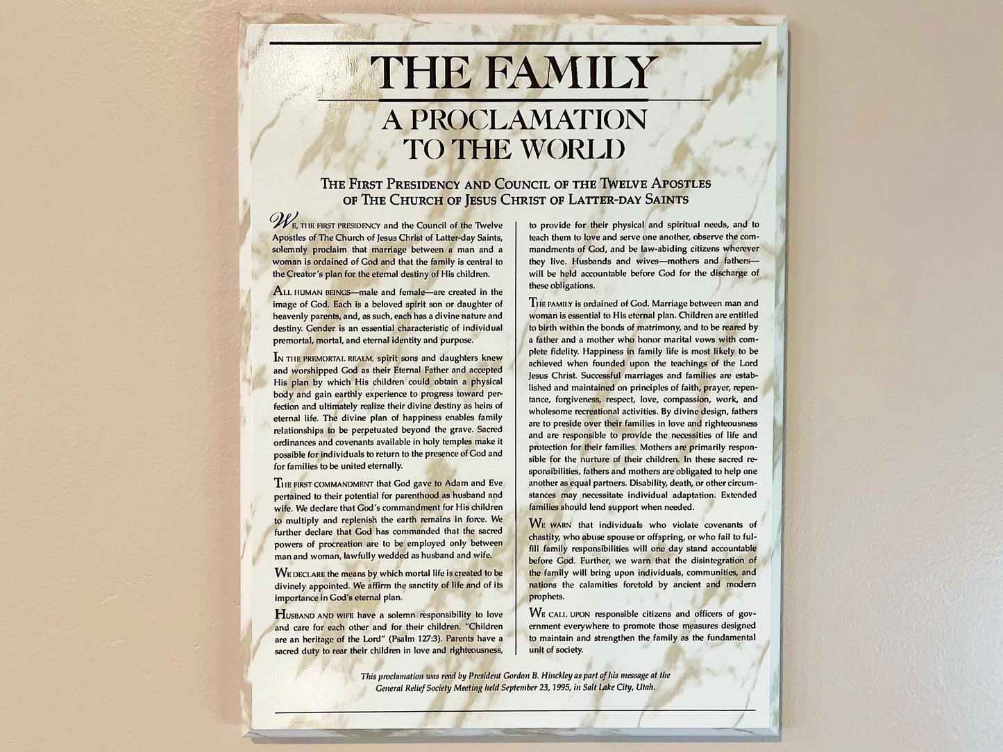 Proclamation to the Family, LDS Faith Plaques, LDS Wall Decor, The Christus, The Living Christ Set