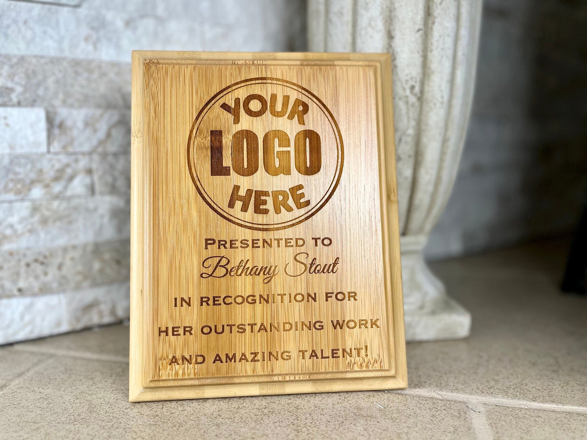 Genuine Bamboo Award Plaque, Awards Plaque Custom, MVP Award, Award Plaque, Appreciation Award, Custom Display Plaque, 9x7 or 9x12 Display