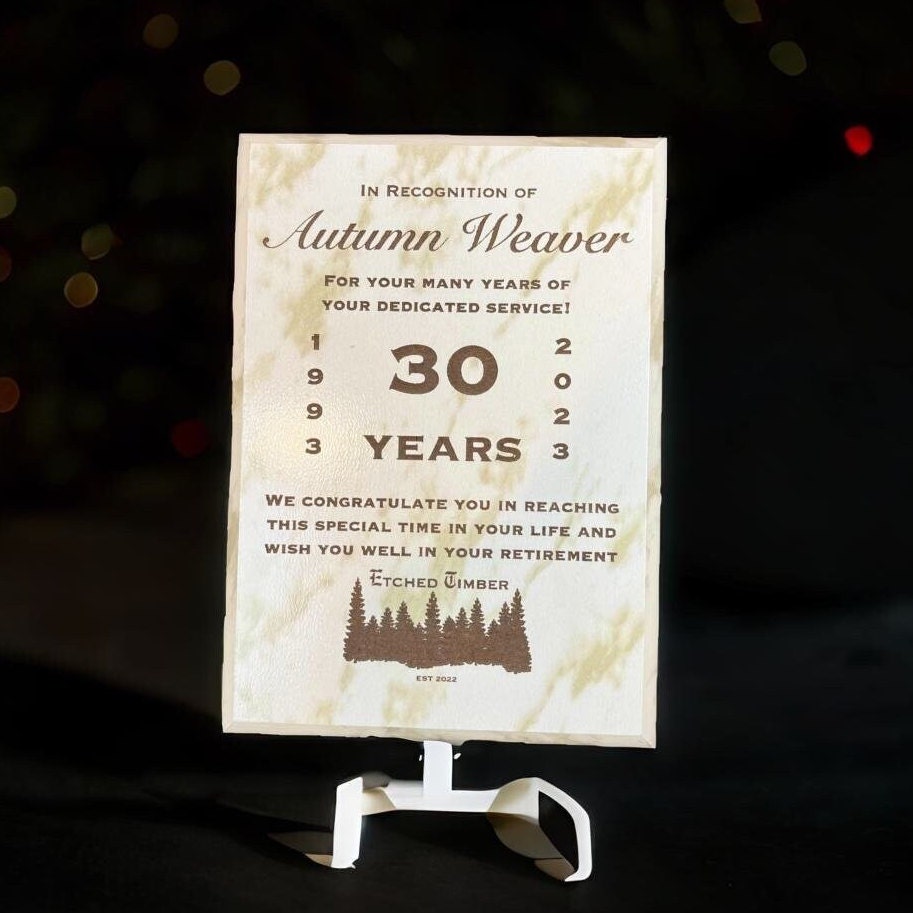 Marble retirement award plaque