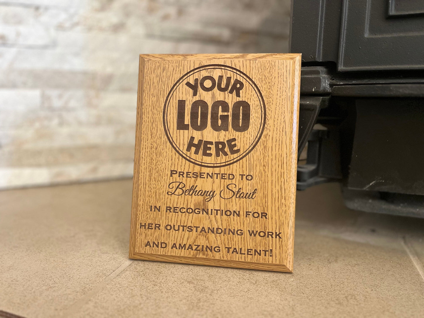 oak award plaque add your own logo