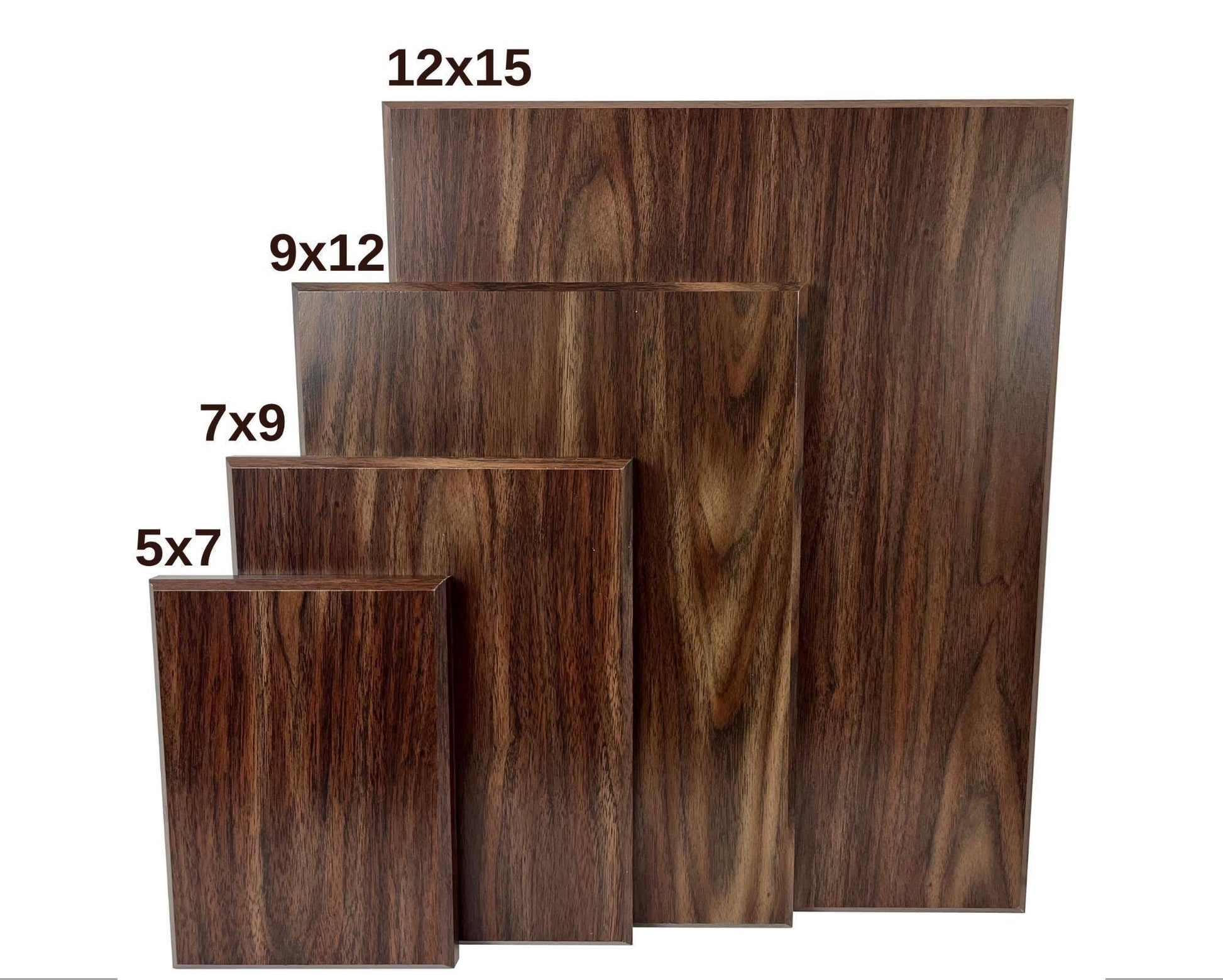 12x15 inch 9x12 inch 7x9 inch 5x7 inch walnut finish blank plaques