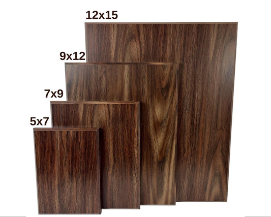 12x15 inch 9x12 inch 7x9 inch 5x7 inch walnut finish blank plaques