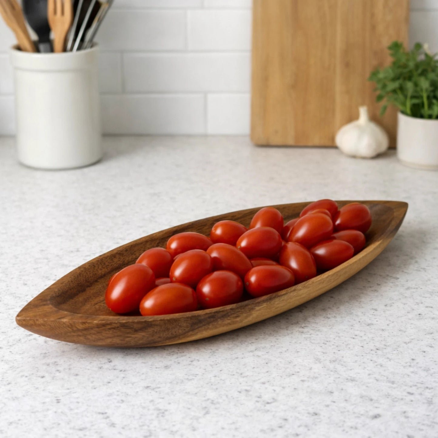 Handcrafted Acacia Wood Canoe Dish – Hawaiian Made Decor Serving Tray 12.5x4.5x1”