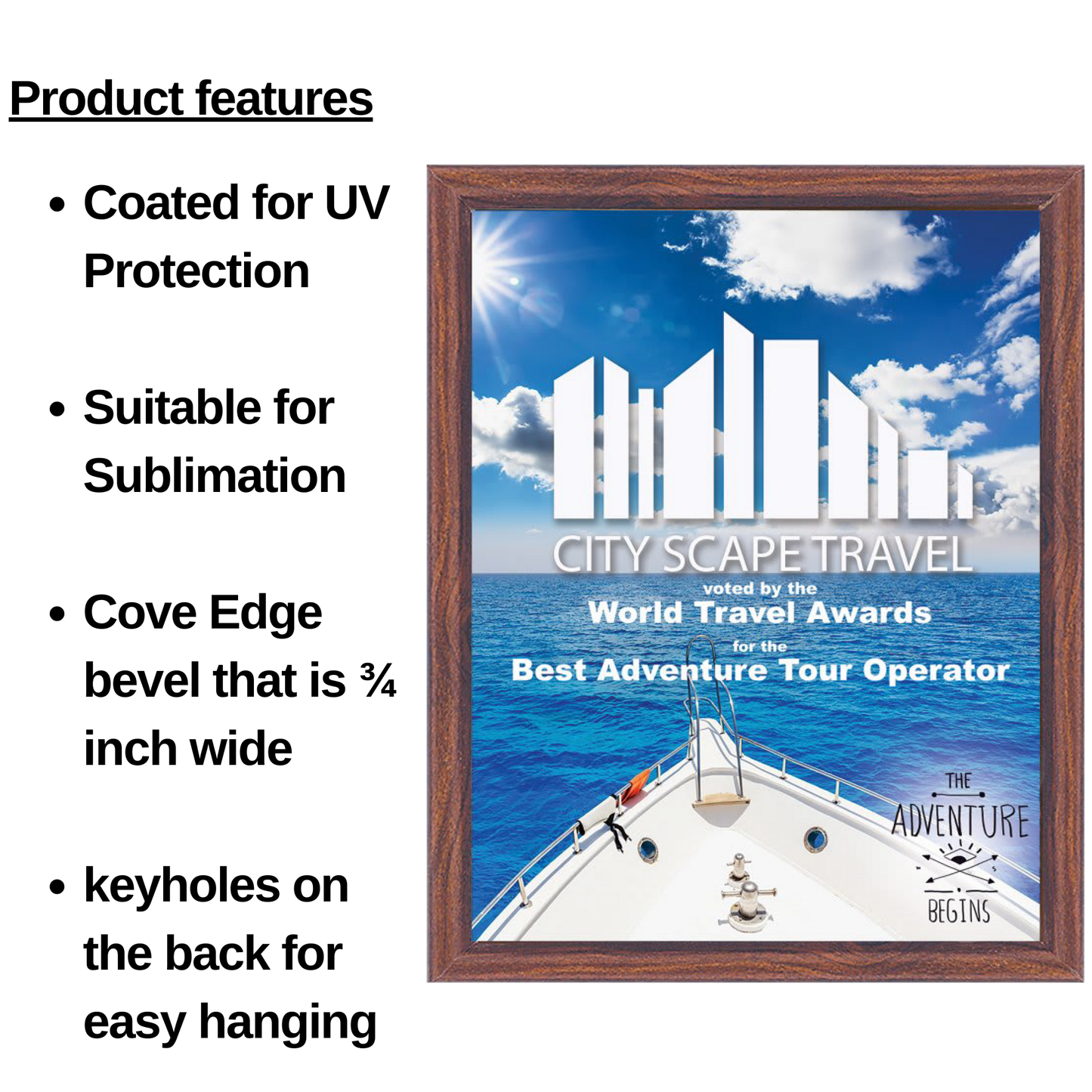 Cherry Finish Sublimation Plaque – UV-Coated, Made in USA, Multiple Sizes