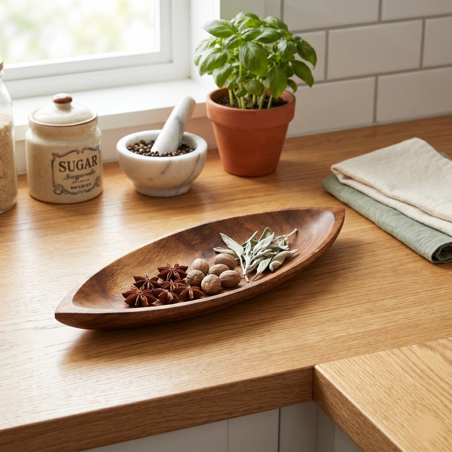 Handcrafted Acacia Wood Canoe Dish – Hawaiian Made Decor Serving Tray 12.5x4.5x1”