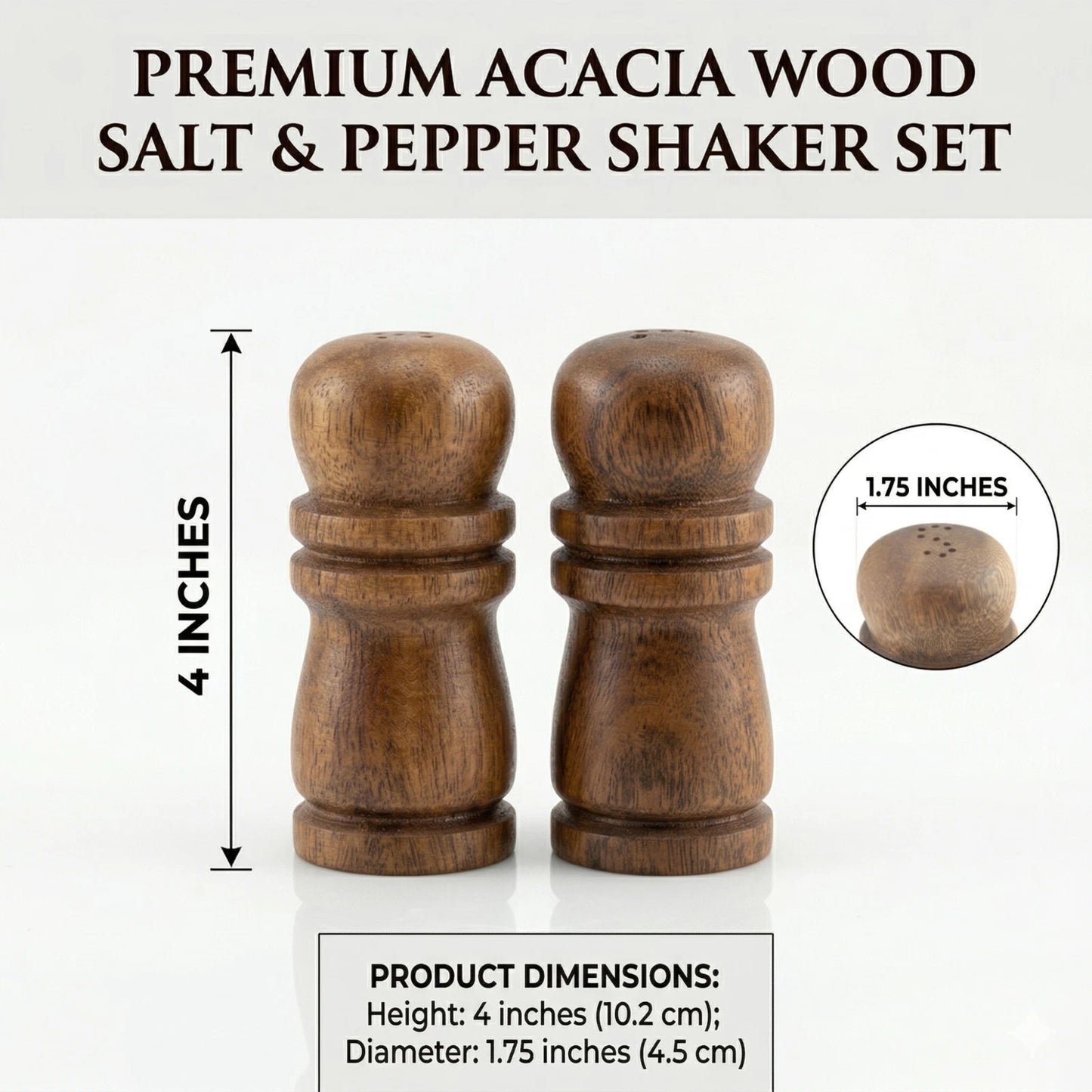 Handcrafted Hawaiian Acacia Wood Salt & Pepper Shaker Set