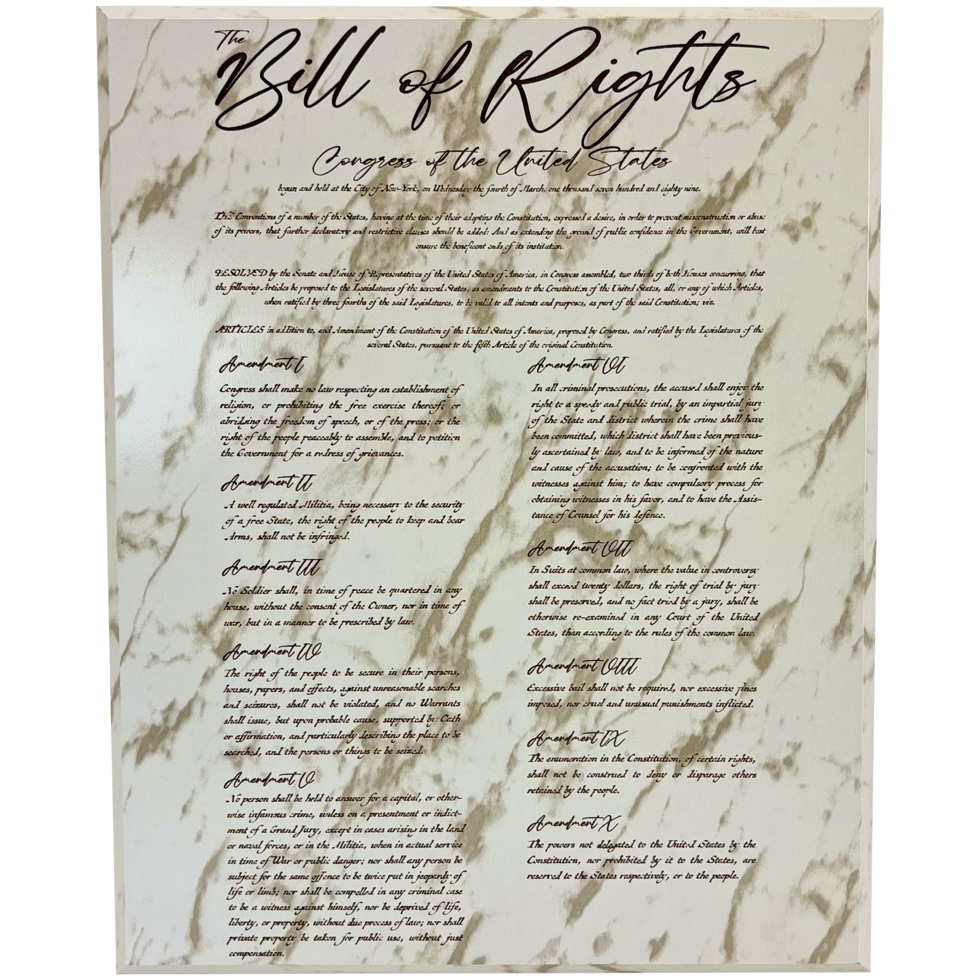 Bill of Rights text on a marble plaque