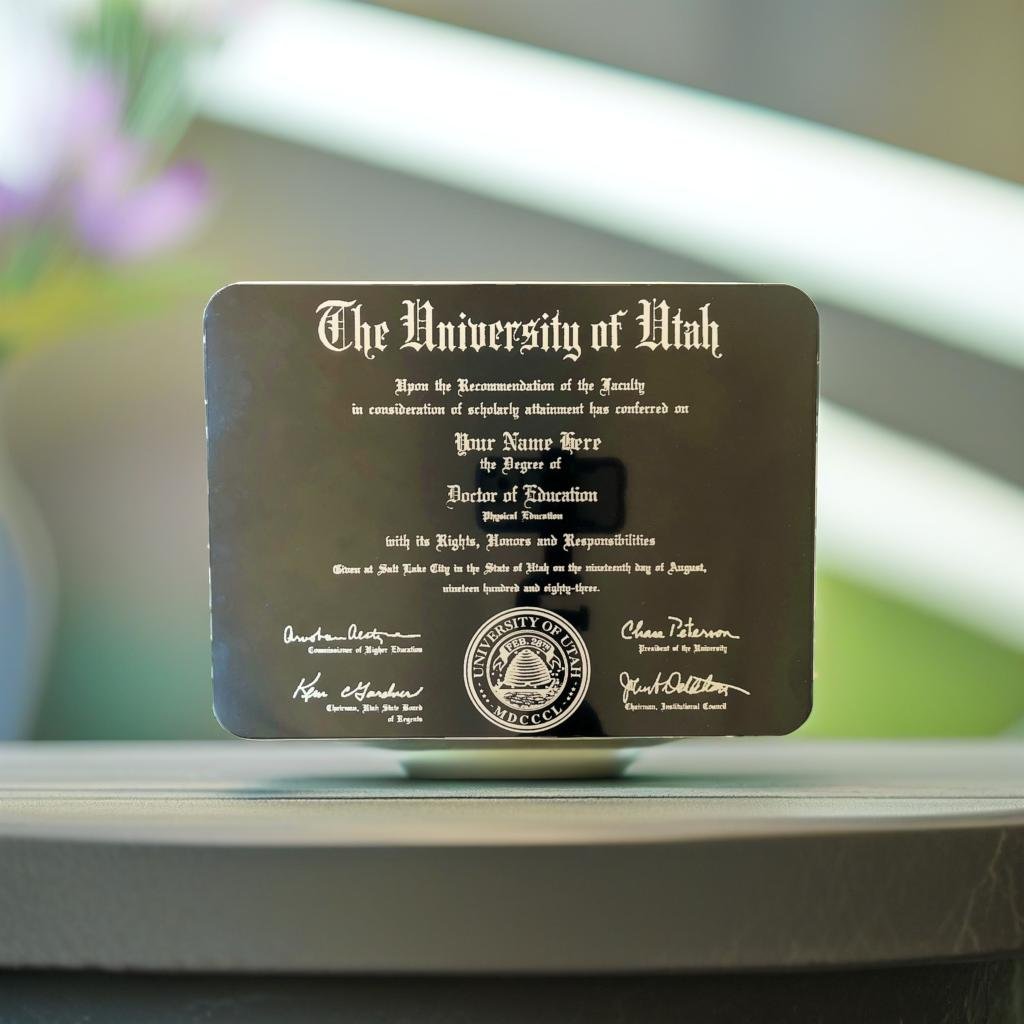 Black Aluminum Diploma Plaque, front