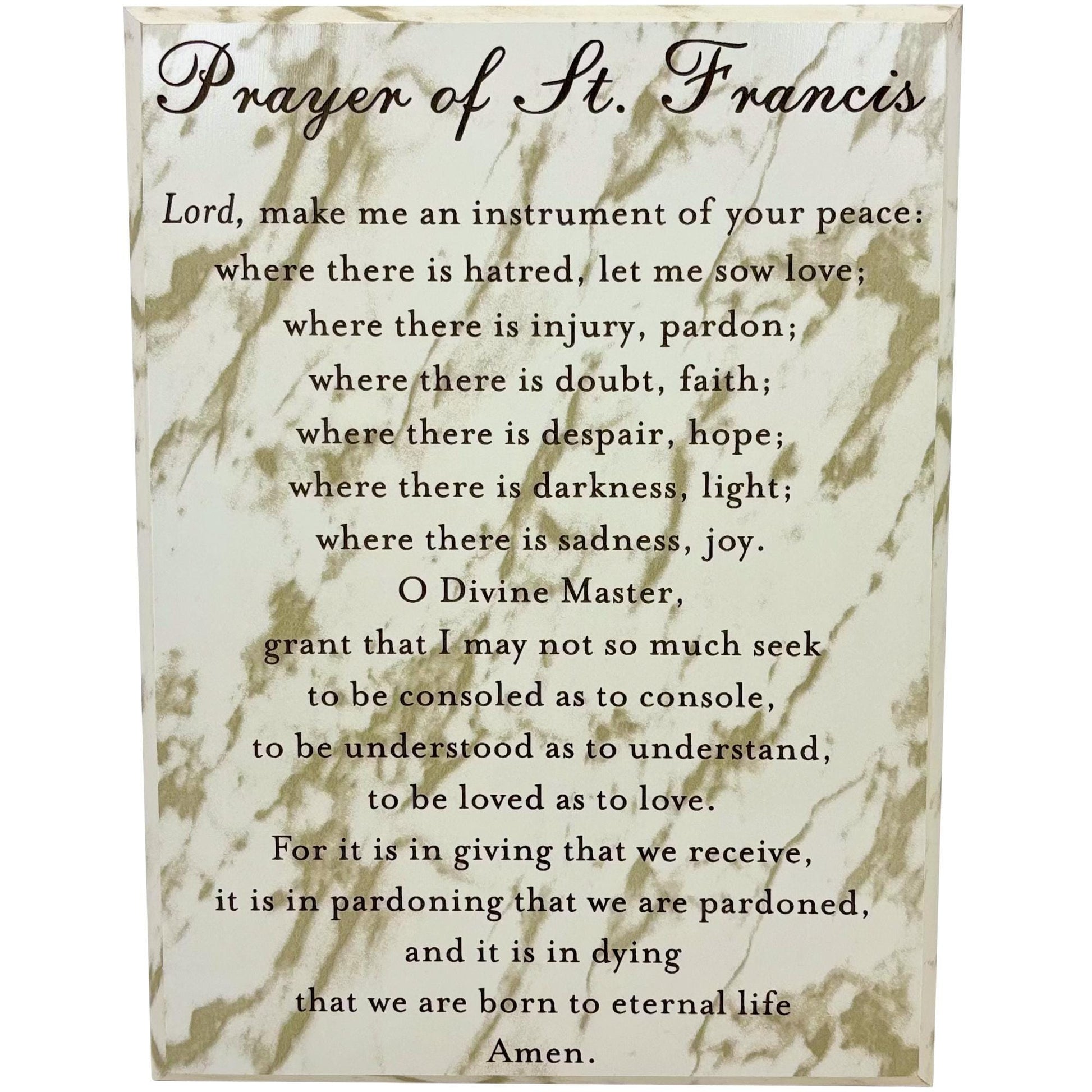 Catholic st francis prayer gift marble finish