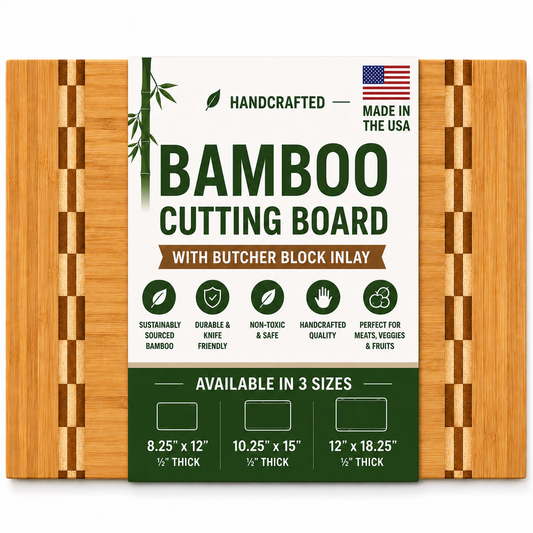 Sustainable Bamboo Butcher Block Cutting Board – 3 Sizes Available