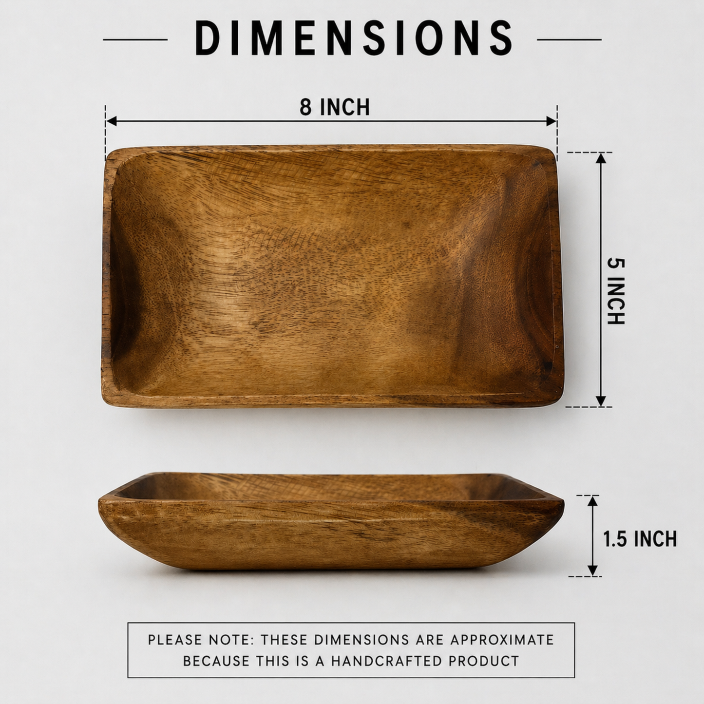 Handcrafted Acacia Wood Flare Bowl – Rectangular Serving Dish - Made in Hawaii