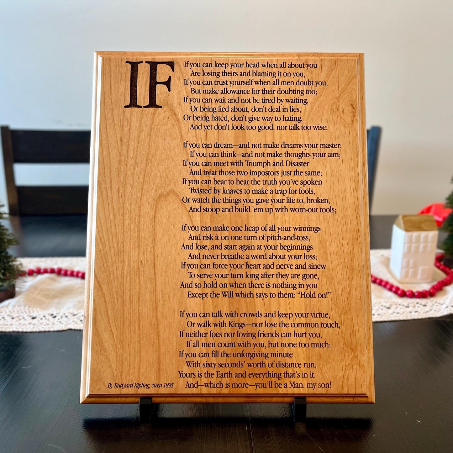 If, by Rudyard Kipling poem plaque alder wood