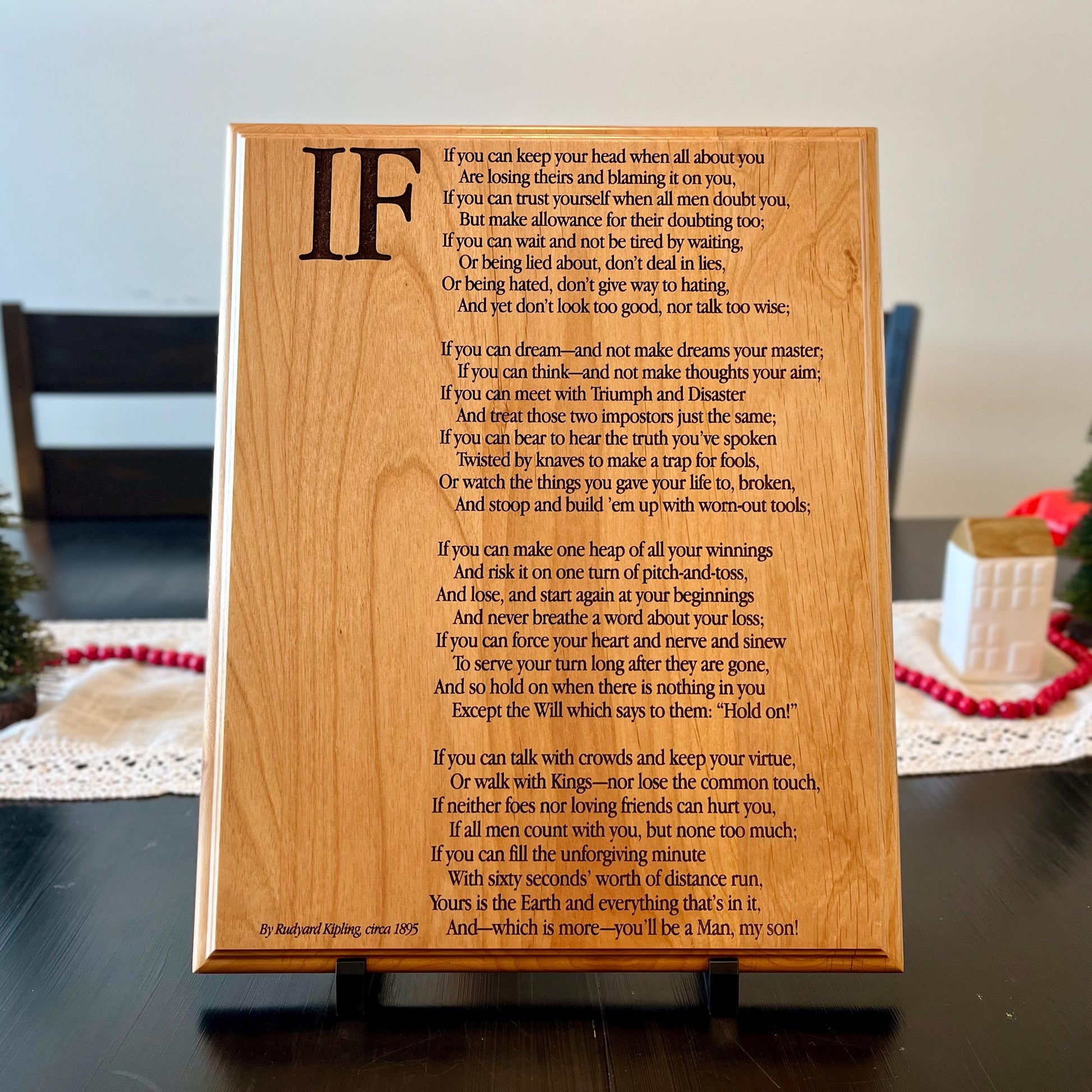 If, by Rudyard Kipling poem plaque alder wood