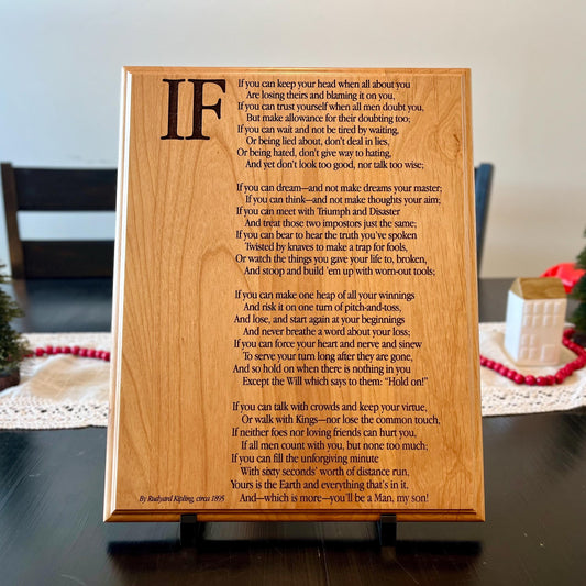 If, by Rudyard Kipling poem plaque alder wood