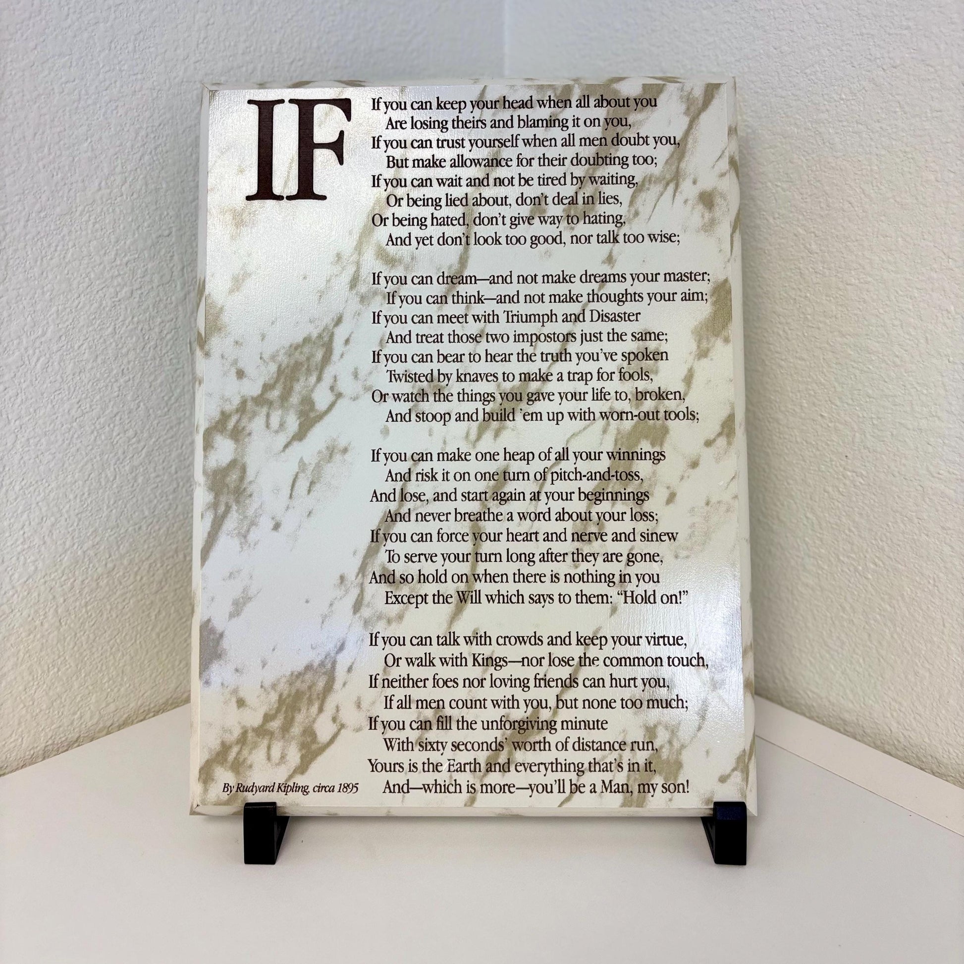 If, by Rudyard Kipling poem plaque marble finish