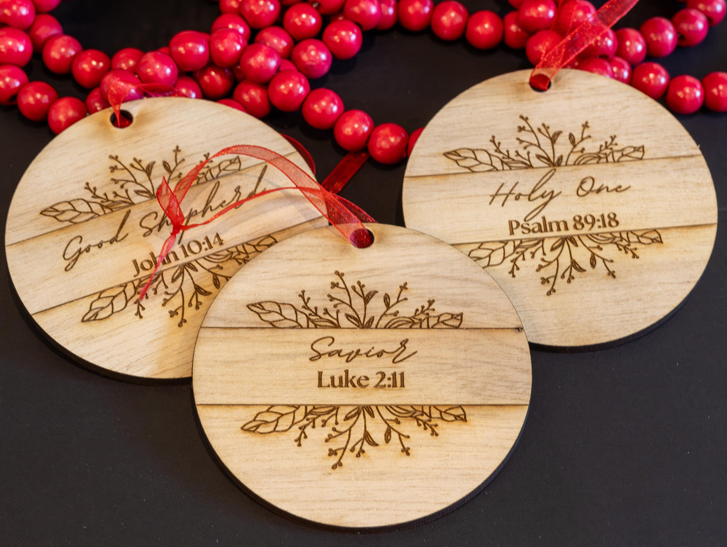 Natural Wood Ornaments names of christ