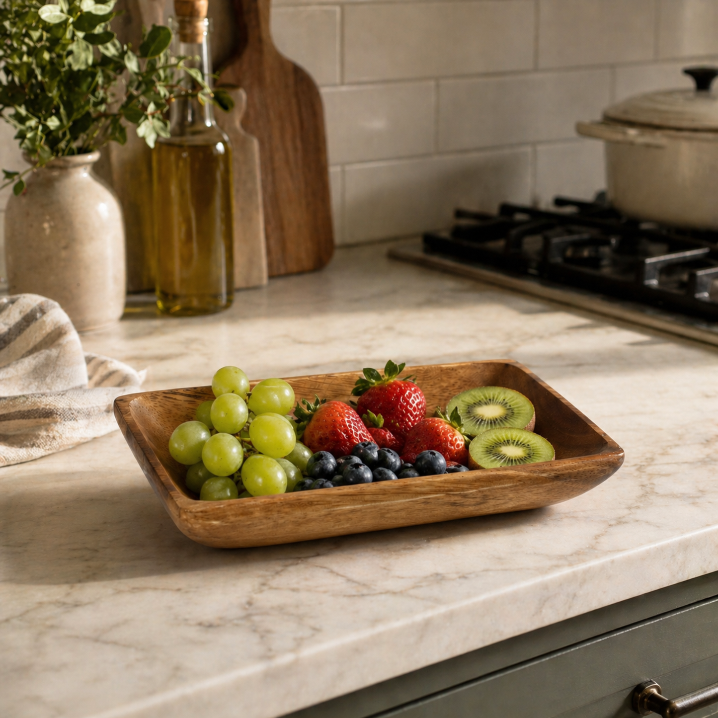 Handcrafted Acacia Wood Flare Bowl – Rectangular Serving Dish - Made in Hawaii