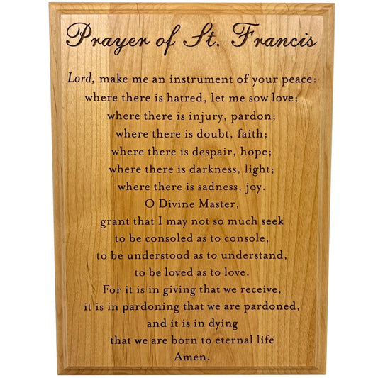 St Francis Prayer Plaque alder wood