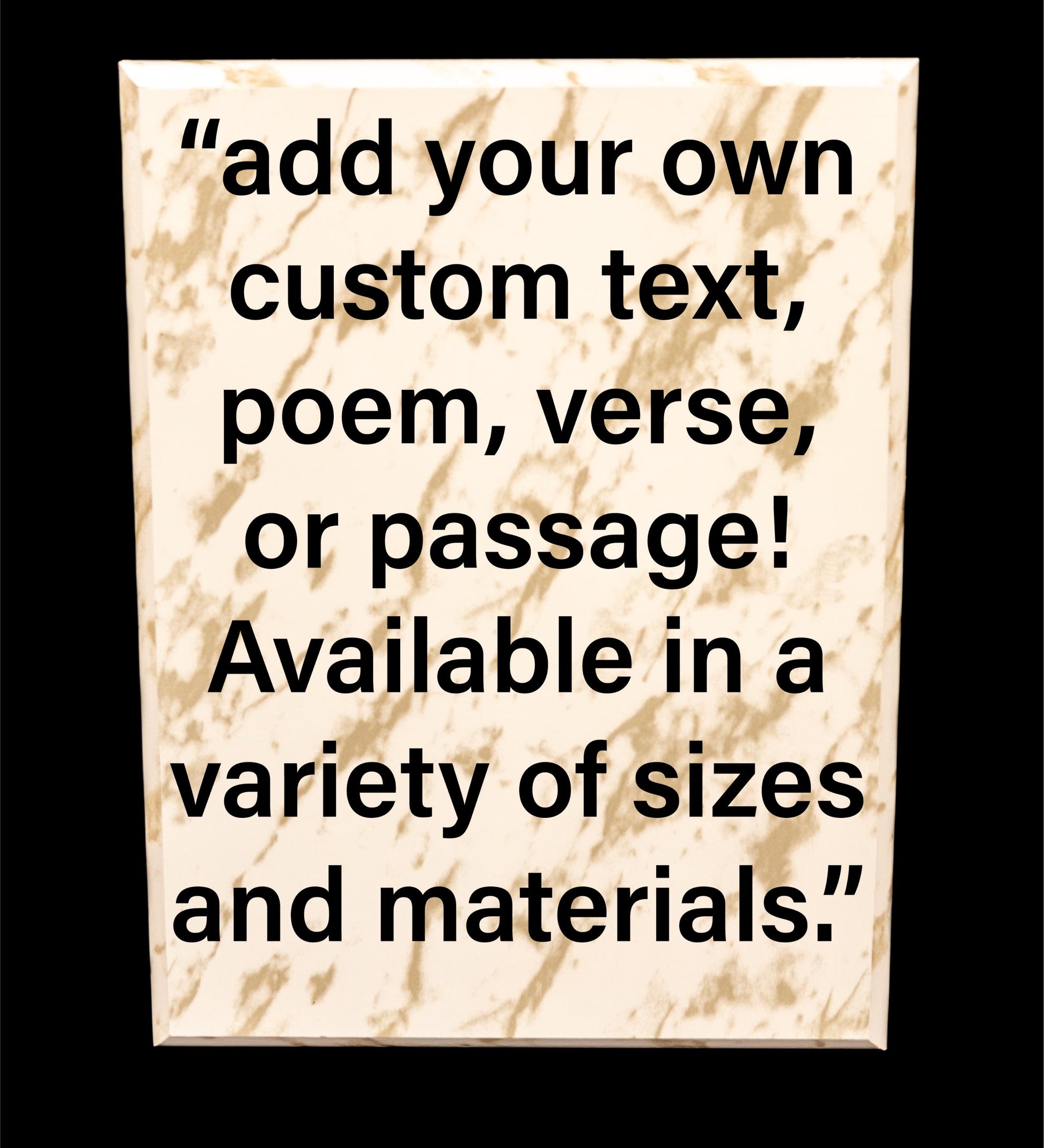 add custom text to sign plaque marble finish
