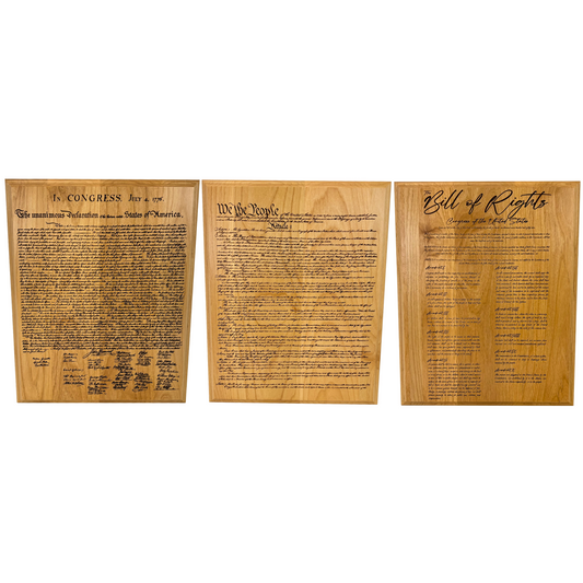 Handcrafted U.S. Founding Document Plaque – Constitution, Declaration of Independence, or Bill of Rights – 12x15 Patriotic Display – Custom Engraved